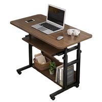 Bureau d'ordinateur portable ergonomique en métal, extensible et réglable en hauteur, avec roulettes, pour la maison et le bureau (vente en gros)