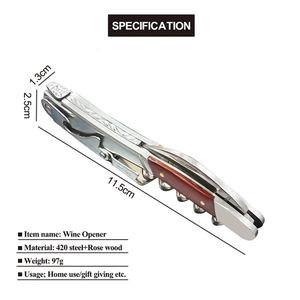 Ouvre-bouteille <span class=keywords><strong>Laguiole</strong></span> en acier inoxydable 420, <span class=keywords><strong>tire</strong></span>-<span class=keywords><strong>bouchon</strong></span>, manche en bois de rose, finition satinée écologique, couteau de serveur, logo personnalisé, cadeau - Product Image 5