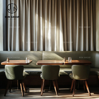 Table ronde en bois moderne pour hôtel, canapé en cuir demi-cercle, banquette de restaurant, table et chaise, mobilier de banquette pour café