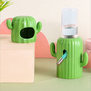 Amster-Juego de suministros de salón, cuenco de madera de cerámica para <span class=keywords><strong>bañera</strong></span>, bebedero de botella de agua - Product Image 2