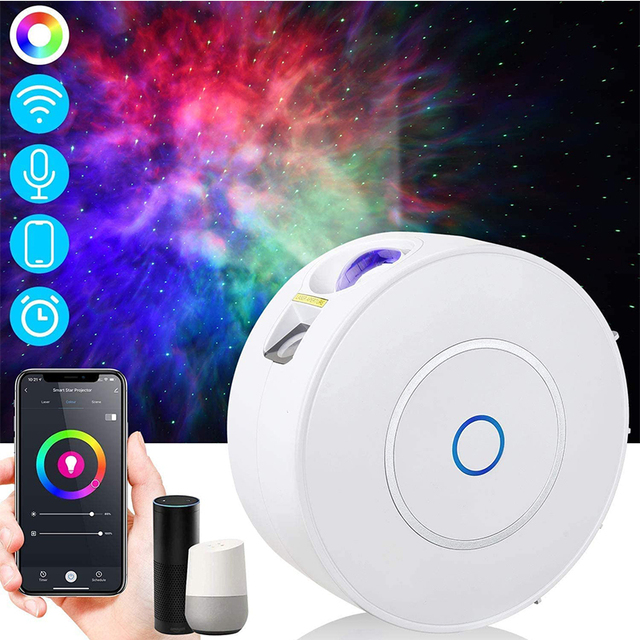 Tuya WiFi Smart Laser Projector With LED Constellations, Nebulae, Clouds, Starry Night Lights for Children