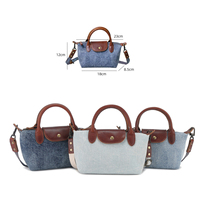 Tas Selempang Denim Sederhana Kasual Tas Selempang Kecil Wanita Tali Dapat Disesuaikan Tas Belanja Perjalanan Harian Kompak Kecil