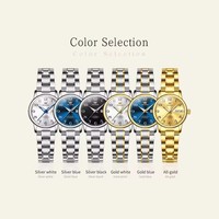 OLEVS 7072 Montre-bracelet mécanique automatique en acier inoxydable pour femmes avec calendrier et aiguilles lumineuses Montres étanches pour femmes