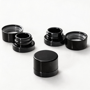 Barattoli in Vetro Nero da 5ML, 7ML, 9ML <span class=keywords><strong>con</strong></span> Fondo Spesso, Resistenti ai Raggi UV, <span class=keywords><strong>con</strong></span> Coperchi Neri Opachi, Contenitori Ermetici e Antiperdita per Cosmetici - Product Image 2