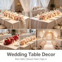Décoration d'arche de mariage, chemin de table floral en soie, aménagement de scène d'hôtel pour banquet, rangée de fleurs artificielles de roses mélangées