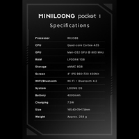 Console de jeu portable MINI LOONG Pocket 1 RK3566 avec écran IPS 4 pouces 960*720, système d'exploitation LOONG, console de jeux rétro classique