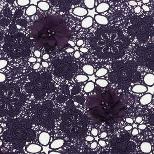 Tessuto in Pizzo Ricamato 3D Floreale Idrosolubile 100% Poliestere, Tessuti per Ricamo all'Ingrosso Twin Textile - Product Image 2