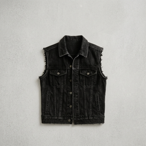 เสื้อกั๊กยีนส์ลำลองขายส่ง มีกระเป๋าติดกระดุมด้านหน้า - Product Image 4