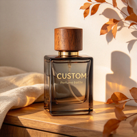 Flacon de parfum vide carré 30ml 50ml 100ml pour conteneur de parfum personnalisé, flacon de parfum avec bouchon en bois brun