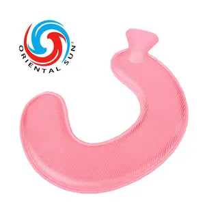 Plastic U shape natural rubber hot water bottle bag waist warmer for health care neck