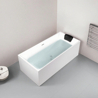 Baignoire de massage rectangulaire autoportante en acrylique blanc écologique moderne, portable, avec drain, capacité 2 personnes, pour usage hôtelier