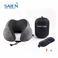 Oreiller de voyage pliable en U personnalisé, soutien cervical, gonflable et en mousse à mémoire de forme pour avion