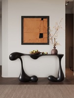 Table console moderne de luxe en fibre de verre, design créatif et organique, table d'entrée fluide pour hall d'entrée, idéale pour villa et salon