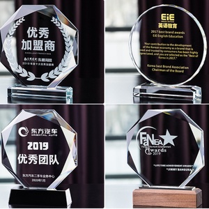 Custom Business Gift Solid Momentoes Metal Crystal Glass Acrylic Award <b>Trophy</b> Blank With Wooden Base Crystal <b>Trophy</b> - Product Image 5