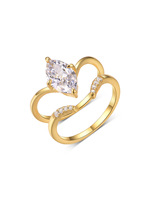 Bague ouverte ajustable personnalisée en argent sterling 925 plaqué or 18 carats avec moissanite taille marquise 3 carats VVS1 certifiée GRA