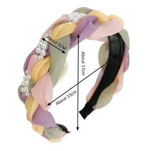 <span class=keywords><strong>Serre</strong></span>-tête Coréen Tissé en Maille, Perles et <span class=keywords><strong>Strass</strong></span> pour Femmes – Bandeaux Larges, Accessoire de Coiffure - Product Image 2