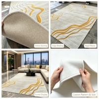 Moderner Goldener Wellendesign-Teppich mit Weicher Baumwollstoff-Unterlage Atmungsaktiver Flächenteppich für Luxuriöses Wohnzimmer Schlafzimmer Dekor