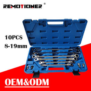 Juego de llaves de carraca extralargas de 72 dientes, 8-19mm CRV, 6 uds./10 Uds., herramienta de llave de extremo de caja doble con cabeza flexible - Product Image 3