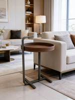 Mesa de Centro de Cuero Estilo Saddle, Diseño Italiano Moderno, Estructura Metálica, Mesa Auxiliar para Dormitorio, Mueble de Sala de Estar, Estilo Minimalista