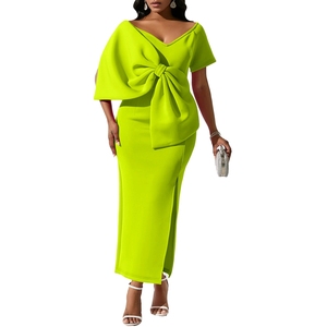 Robe longue plissée élégante et tendance à col en V pour femme, nouvelle collection été, idéale pour l'exportation - Product Image 6
