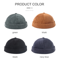 Gorro de Pana de Calidad Personalizada, Estilo Vintage sin Visera, Gorro Docker Retro Ajustable sin Visera, Gorro de Marinero con Puño Enrollado sin Botones