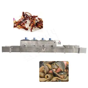 MY Fish feeding mesin pengering sterilisasi, sabuk jala pelat konveyor berkelanjutan kustom Microwave untuk Cacing