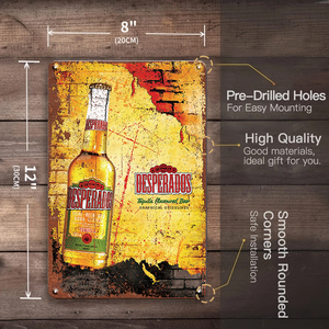 Ensemble de panneaux métalliques vintage pour marques d'alcool, décoration murale rétro pour bar et cave à homme (bière, rhum, whisky) - Product Image 4
