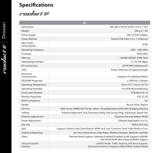 UBNTairMAX Rocket M2 Base Station 2,4GHz Protocol Support TELECOMMUNICATIONS - Product Image 6