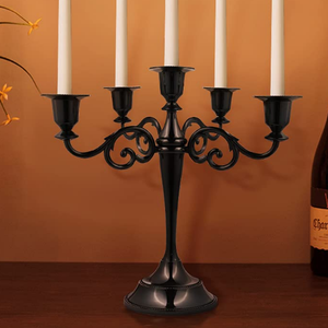 Candélabre en fer forgé fête de mariage événement décoration décoration de la maison cadeau salon table métal bougeoir - Product Image 1