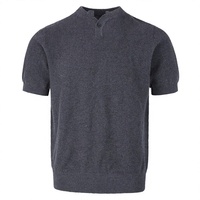 Instagram-geïnspireerd Old Money stijl grijs Henley-hals gebreid viscose T-shirt met korte mouwen en hoge elasticiteit, zomer 2025, heren