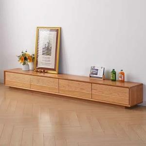 Meuble TV en bois massif, bois de cerisier, 240 cm, style moderne minimaliste, meuble de rangement pour salon - Product Image 3