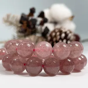 Perles naturelles pour bijoux bricolage faisant des pierres précieuses de Quartz de fraise rondes perles en vrac