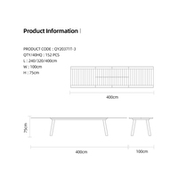 Article Design de luxe meubles de Patio jardin Tube en aluminium avec Extension en verre céramique Table à manger extérieure