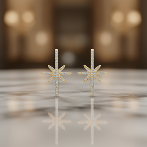 E3207 Orecchini a perno Golden Star con micro inserto rotondo in zircone per gioielli da festa da donna - Product Image 2