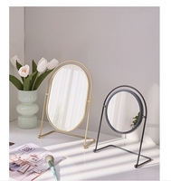 Miroir de table portable HD rotatif FIORTIA, forme ovale ronde, or, moderne, luxe, miroir de maquillage de bureau