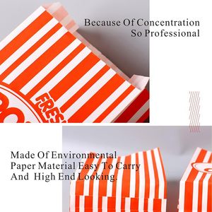 Cheap Theater Movie Birthday Party Snack Reusable Kraft Paper Recyclable Red Striped Greaseproof <b>Microwave</b> Popcorn Bags - Product Image 4