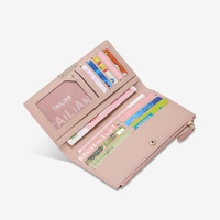 Dompet Kartu Mini kulit Pu baru wanita dompet wanita merek terkenal portofolio desainer Vintage kulit imitasi uang tunai panjang