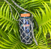 Porte-bouteille d'eau unique avec nœuds, sac de survie, cordon en strass, porte-téléphone en macramé scintillant avec mousqueton pour le camping