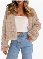 Veste en fausse fourrure noire pour femmes, manteau court en fausse fourrure