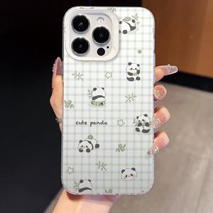 Cover per iPhone 15 14 13 12 11 ProMax con <span class=keywords><strong>disegno</strong></span> a linee minimaliste estetiche, panda divertente e sarcastico, trasparente - Product Image 2