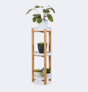 Présentoir de haute qualité à 3 niveaux pour plantes en bambou, présentoir pour plantes d'intérieur - Product Image 1