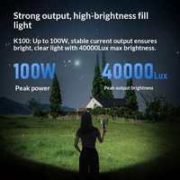 Lumière LED extérieure 100W 2700K-6500K avec monture Bowens, poignée et adaptateur secteur pour tournage vidéo en extérieur
