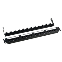 Panel Patch Telekomunikasi Grosir U-kcom Cat5E/Cat6 UTP 1u 19 inci 24 port Baja & Plastik RJ45 Keystone Jack