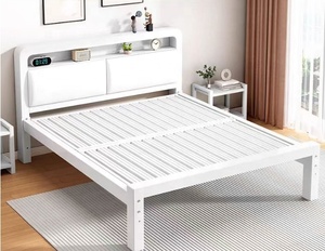 Cổ điển nữ hoàng-kích thước màu đen kim loại nền tảng GIƯỜNG KHUNG với tối giản sắt-nghệ thuật đầu giường nệm nền tảng căn hộ-sử dụng lưu trữ - Product Image 5