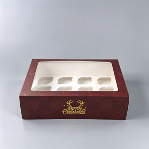 Christmas Paper Cupcake <b>Box</b> Window <b>Bakery</b> Packaging Gift Cake <b>Box</b> - Product Image 1