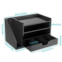 Organizador de Archivos de Escritorio de Madera en Oferta, Bandeja con Estantes Ajustables, Organizador de Escritorio de Madera con Archivador Lateral