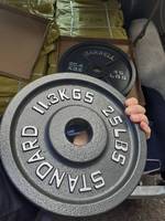 Ensemble de plaques de musculation en fonte de 45 lb, plaques de poids métalliques pour le fitness, plaques de poids courantes de 25 kg en vente