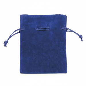 Sacchetto Blu in Doppio Velluto 130X150 MM, Materiale Scamosciato Riutilizzabile per Gioielli, Collane, Artigianato, Regali, Promozioni, Stampa Logo Personalizzata - Product Image 2
