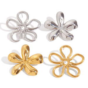 Flower <b>Stud</b> Earrings Gold <b>Silver</b> Stainless Steel Geometric Design Fashion Jewelry - Product Image 5