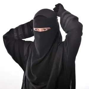 Hot Selling Black Prayer Khimar Niqab Face Cover Muslim Women Chiffon Shawl Niqab Face Coverings